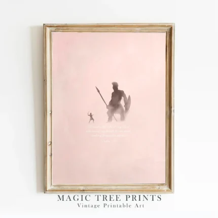 David and Goliath (Pink Version) — printable Christian wall art