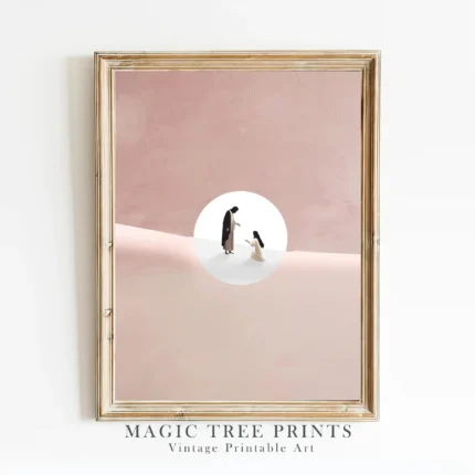 Jesus Healing Woman (Pink Version) — printable Christian wall art
