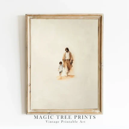 Jesus with Boy — printable Christian wall art
