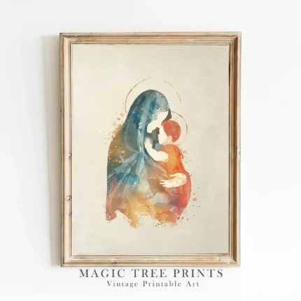 Virgin Mary and Baby Jesus — printable Christian wall art
