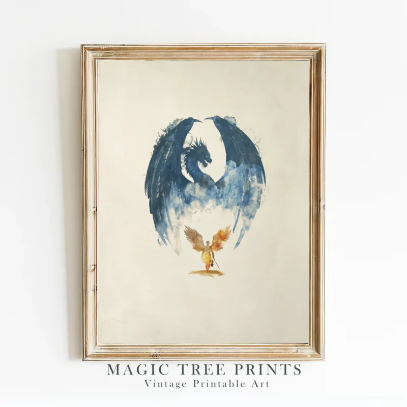 Archangel Michael Battles The Dragon - Magic Tree Prints