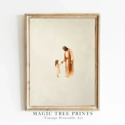 Jesus with Girl — printable Christian wall art