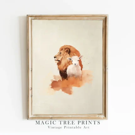 Lion and the Lamb — printable Christian wall art