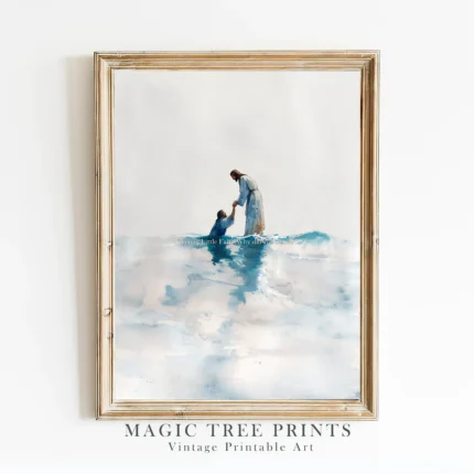 Inspired by Jesus’ words to Peter as he began to sink while walking on water, this artwork captures the tender yet powerful moment where faith meets fear. “Why did you doubt?” reminds us that even in the storm, Christ is near — reaching out with love, not condemnation. A visual call to trust Him fully, especially when we feel overwhelmed.
