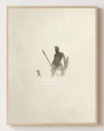David and Goliath fine art print shown framed, 1 Samuel 17 Christian wall art