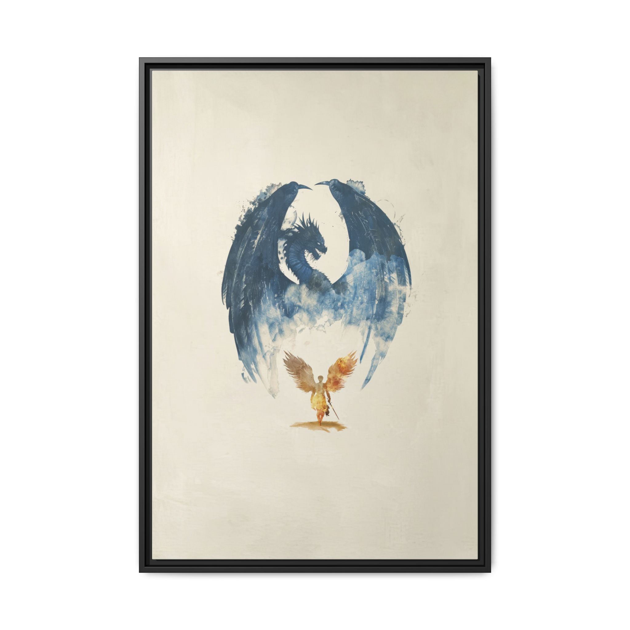 17032499949060848702_2048.jpeg Archangel Michael Battles the Dragon Framed Christian Canvas Print - Image 1