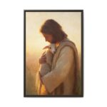 Jesus Carrying the Lost Lamb Framed Christian Canvas Print - Image 3