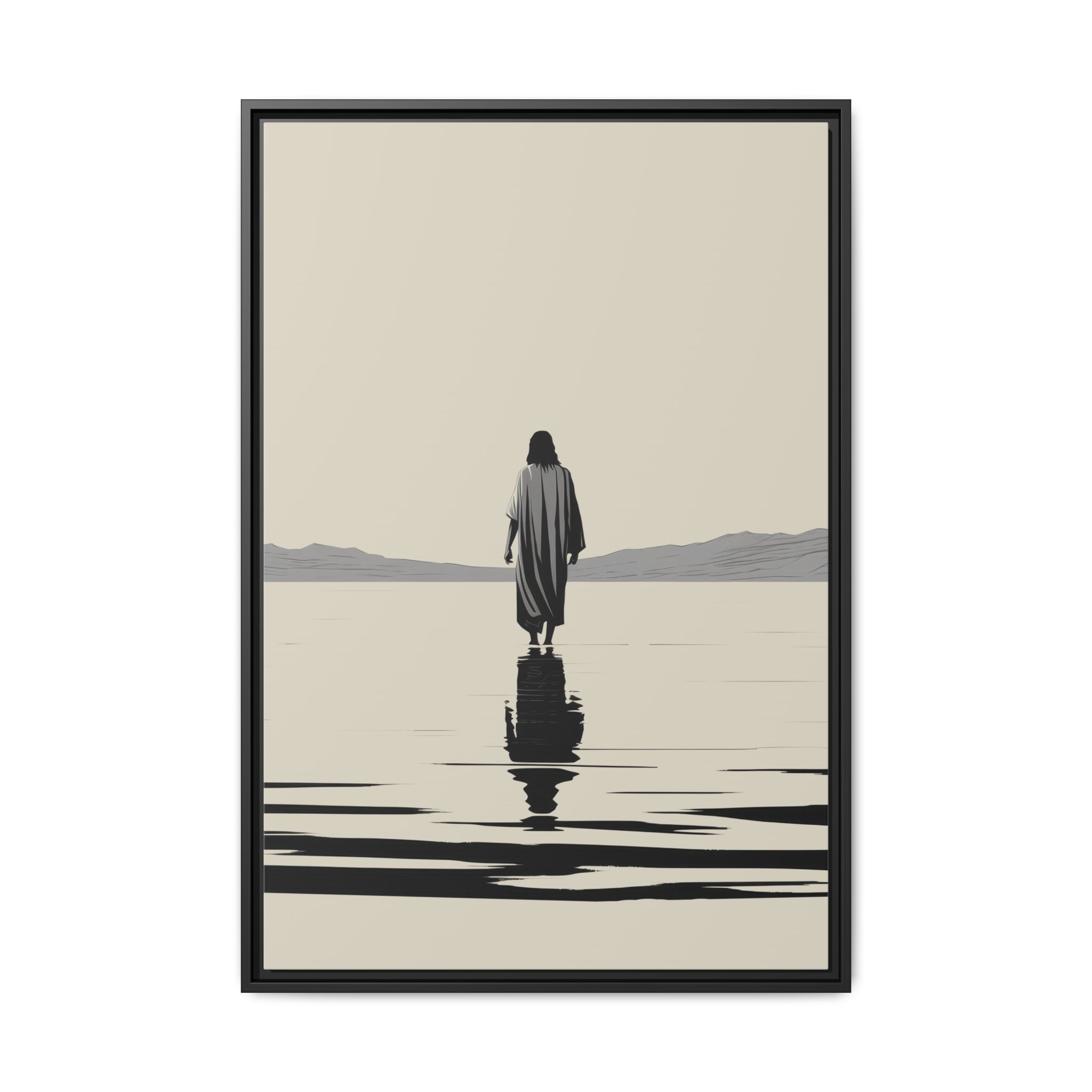 Jesus Walks on Water Framed Christian Canvas Print