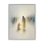 Jesus Heals the Bleeding Woman Framed Christian Canvas Print