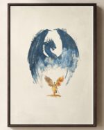 Archangel Micheal Battles the Dragon Framed Christian Canvas Print