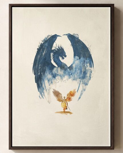 Archangel Micheal Battles the Dragon Framed Christian Canvas Print