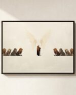 Daniel in the Lions Den Christian canvas print - Daniel standing calm among the lions, framed biblical wall art