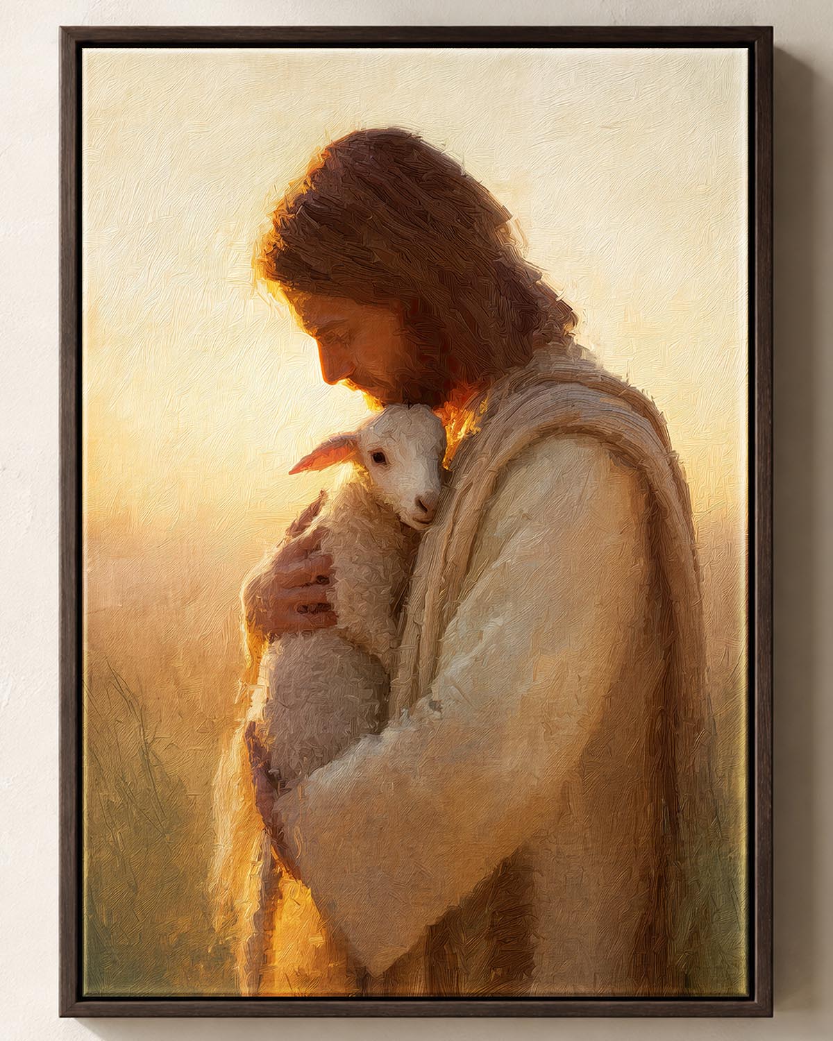 Jesus Carrying the Lost Lamb Canvas Print Main Header Jesus Carrying the Lost Lamb Framed Christian Canvas Print