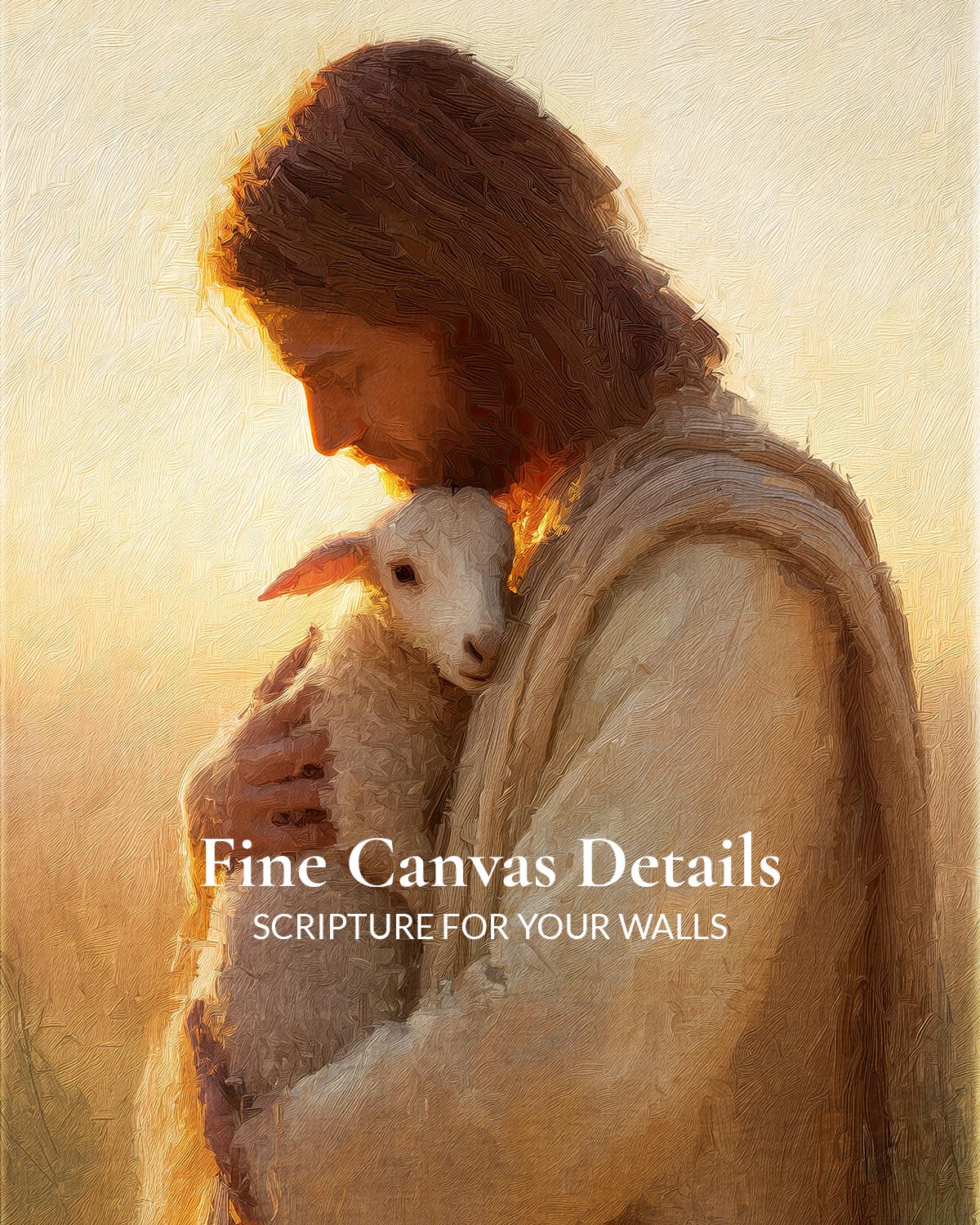 Jesus Carrying the Lost Lamb Framed Canvas Close Up Jesus Carrying Lost Lamb Framed Canvas Print - close-up detail of the framed canvas print