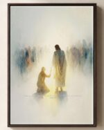 Jesus Heals the Bleeding Woman Framed Christian Canvas Print