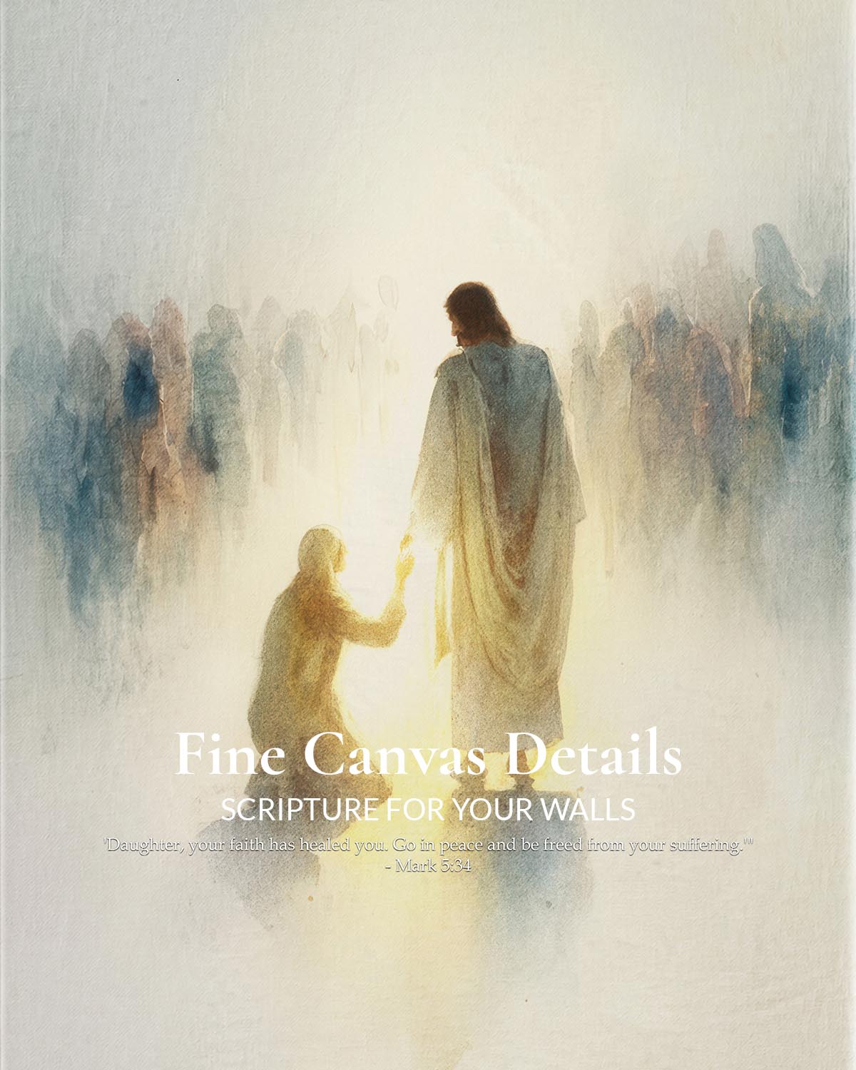 Jesus Heals the Bleeding Woman Framed Canvas Close Up Jesus Heals Bleeding Woman Framed Canvas Print - close-up detail of the framed canvas print