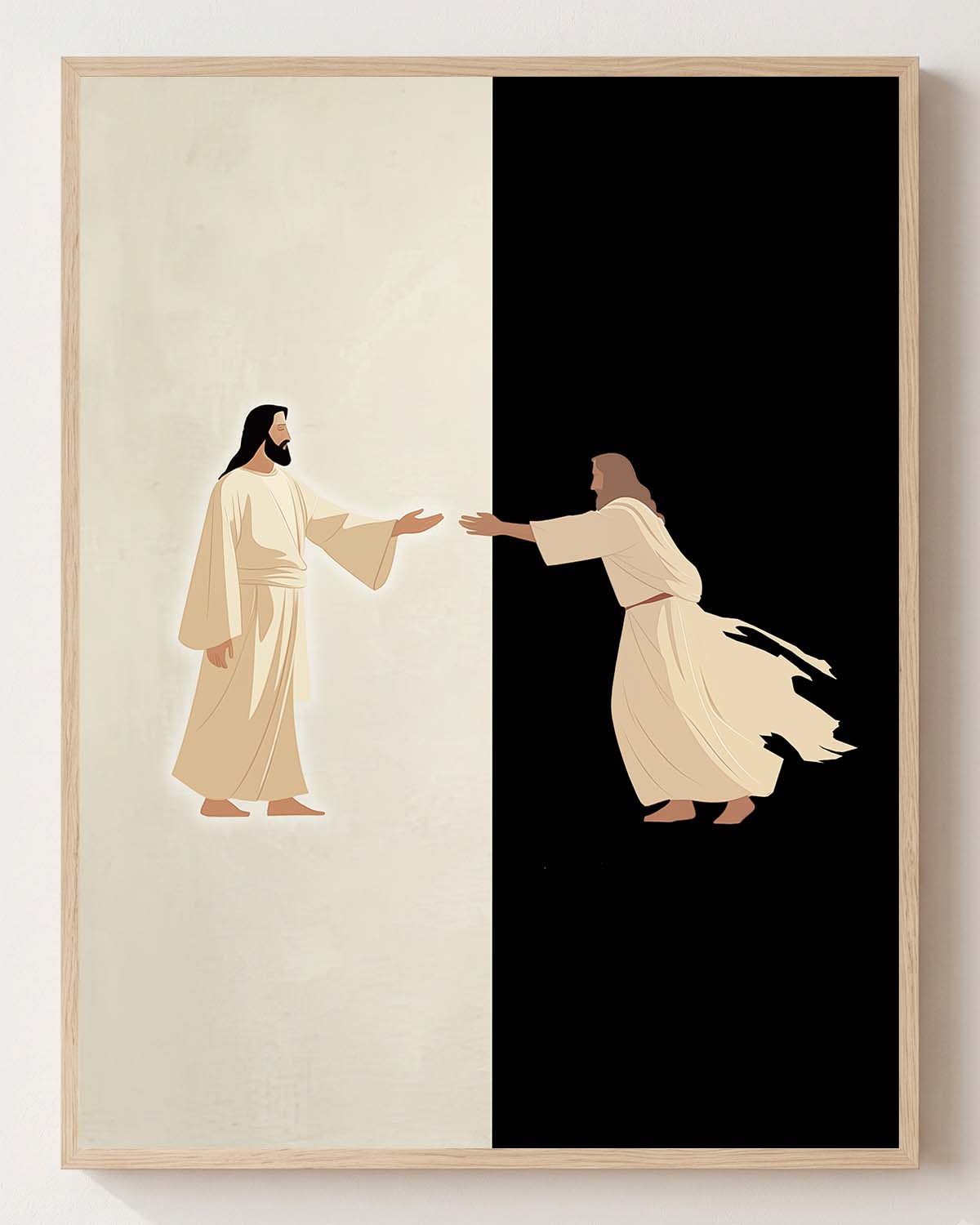 Jesus Raises Lazarus from the Dead Paper Print Vertical Main Header Jesus Raises Lazarus from the Dead - Christian fine art print shown framed on a neutral wall