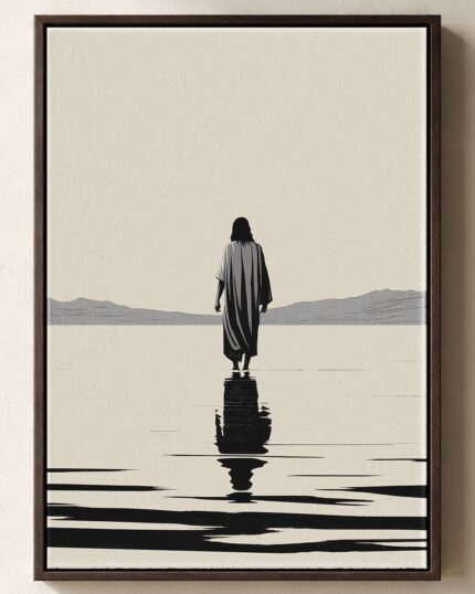 Jesus Walks on Water Framed Christian Canvas Print