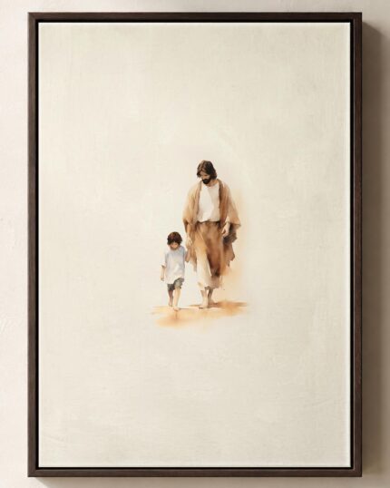 Jesus with Boy Framed Christian Canvas Print