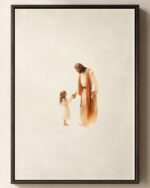 Jesus with Girl Framed Christian Canvas Print