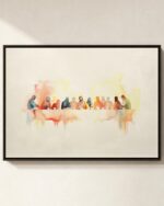 The Last Supper framed canvas print in an espresso floating frame, Luke 22 Christian canvas wall art