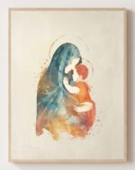 Mother Mary and Baby Jesus - Christian fine art print shown framed on a neutral wall