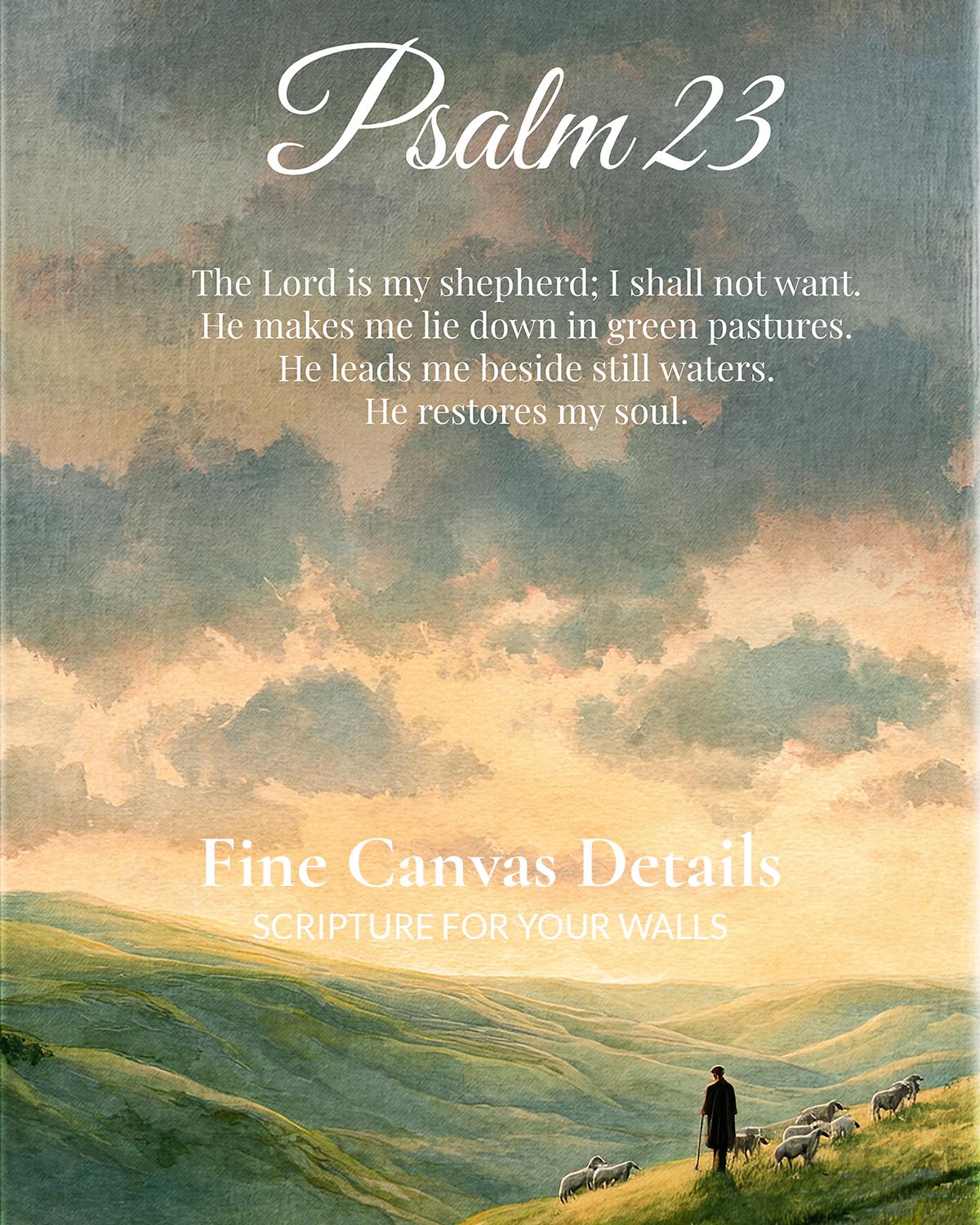 Psalm 23 Framed Canvas Close Up Psalm 23 Framed Canvas Print - close-up detail of the framed canvas print