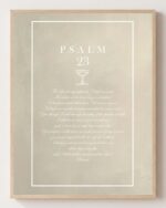 Psalm 23 (Scripture Text) - Christian fine art print shown framed on a neutral wall